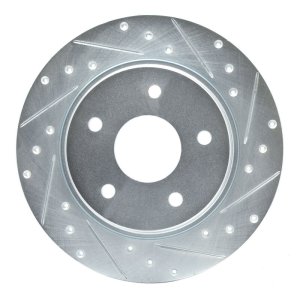 Chrysler Town & Country Brake Rotor (1) - Rear Right - R1 Concepts - Drilled & Slotted - Silver - `08-`16